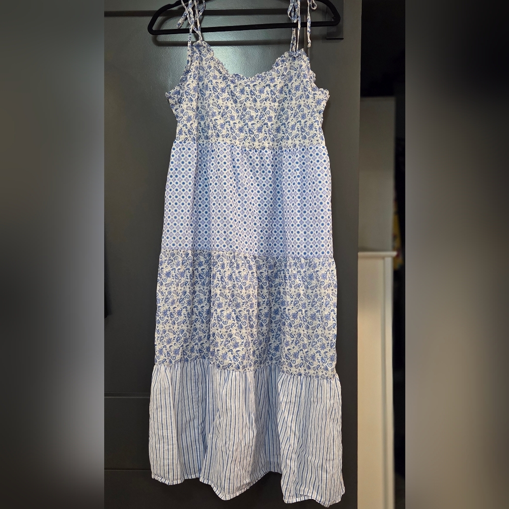 J. Crew Blue and White Floral Dress